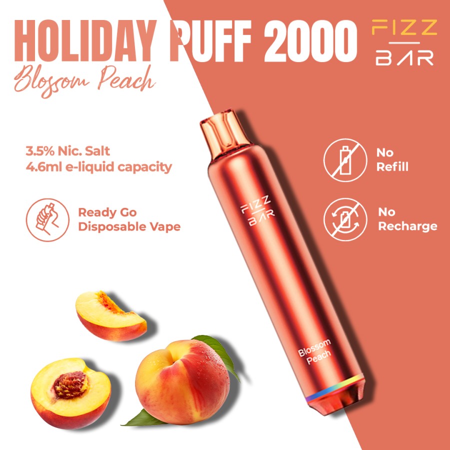 FIZZ BAR Disposable - Peach/Blossom Peach - 2000 Puff