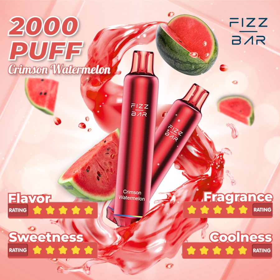 FIZZ BAR Disposable - Watermelon/Crimson Watermelon - 2000 Puffs