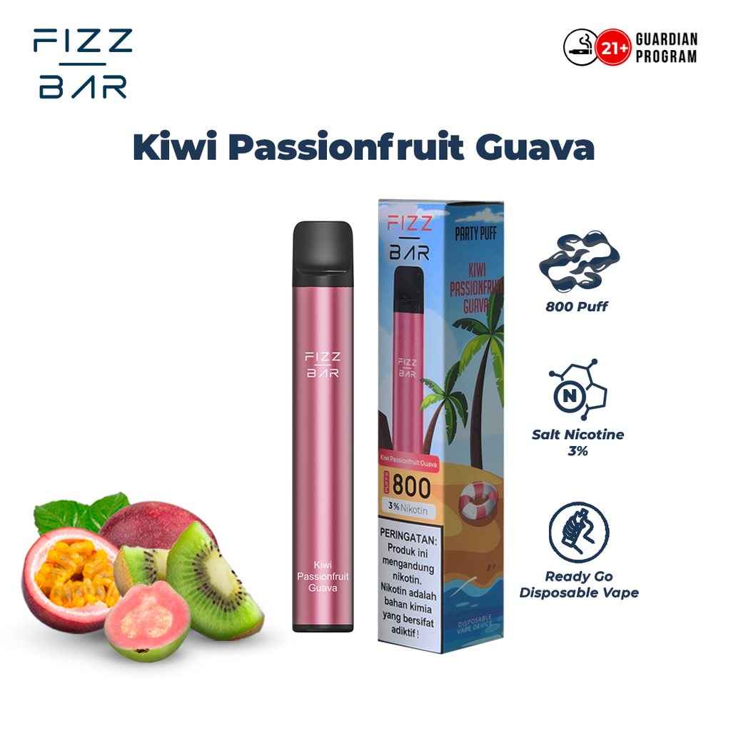FIZZ BAR Disposable - Rasa Kiwi Passion Fruit Guava - 800 Puffs