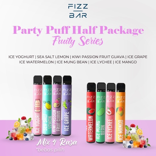 FIZZ BAR Disposable - Fruity Series Half Package (bebas pilih 4 rasa) - 800 Puffs